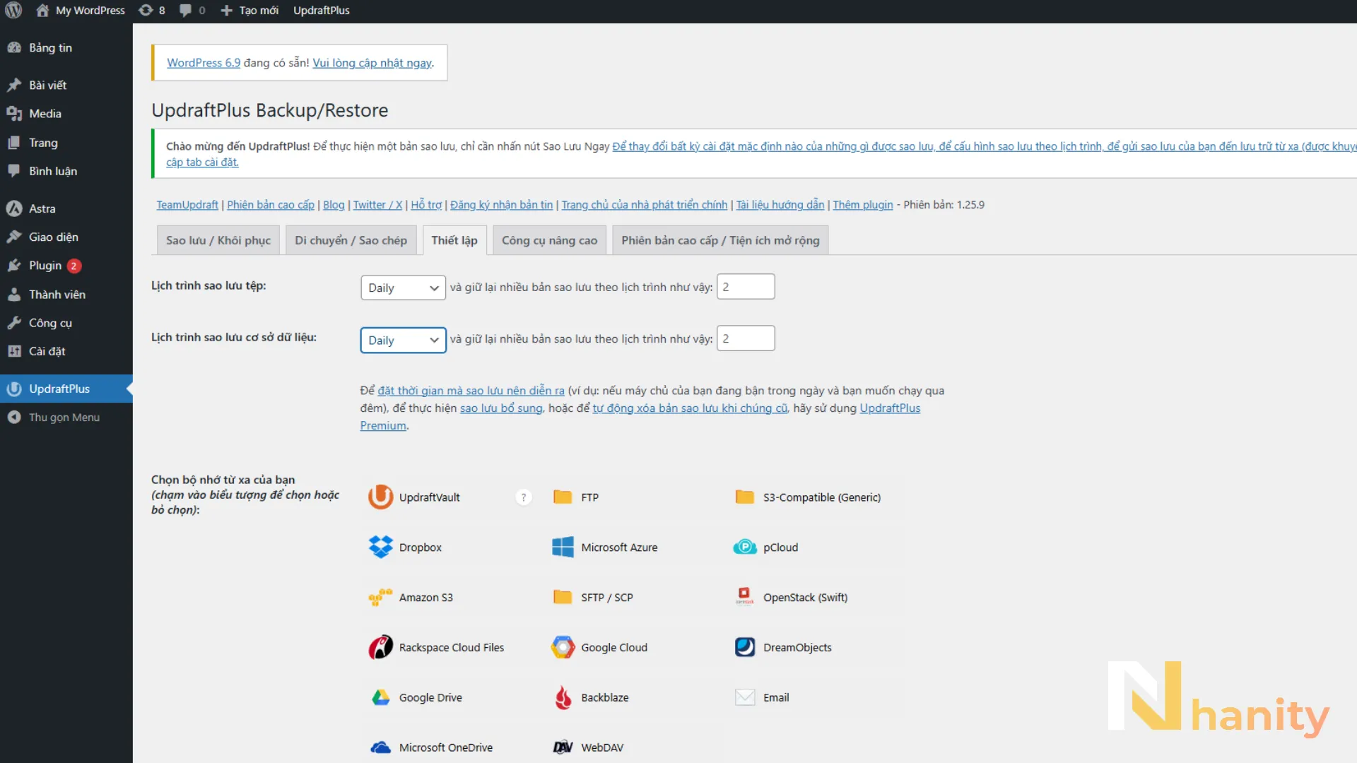 backup-updraftplus Backup với UpdraftPlus