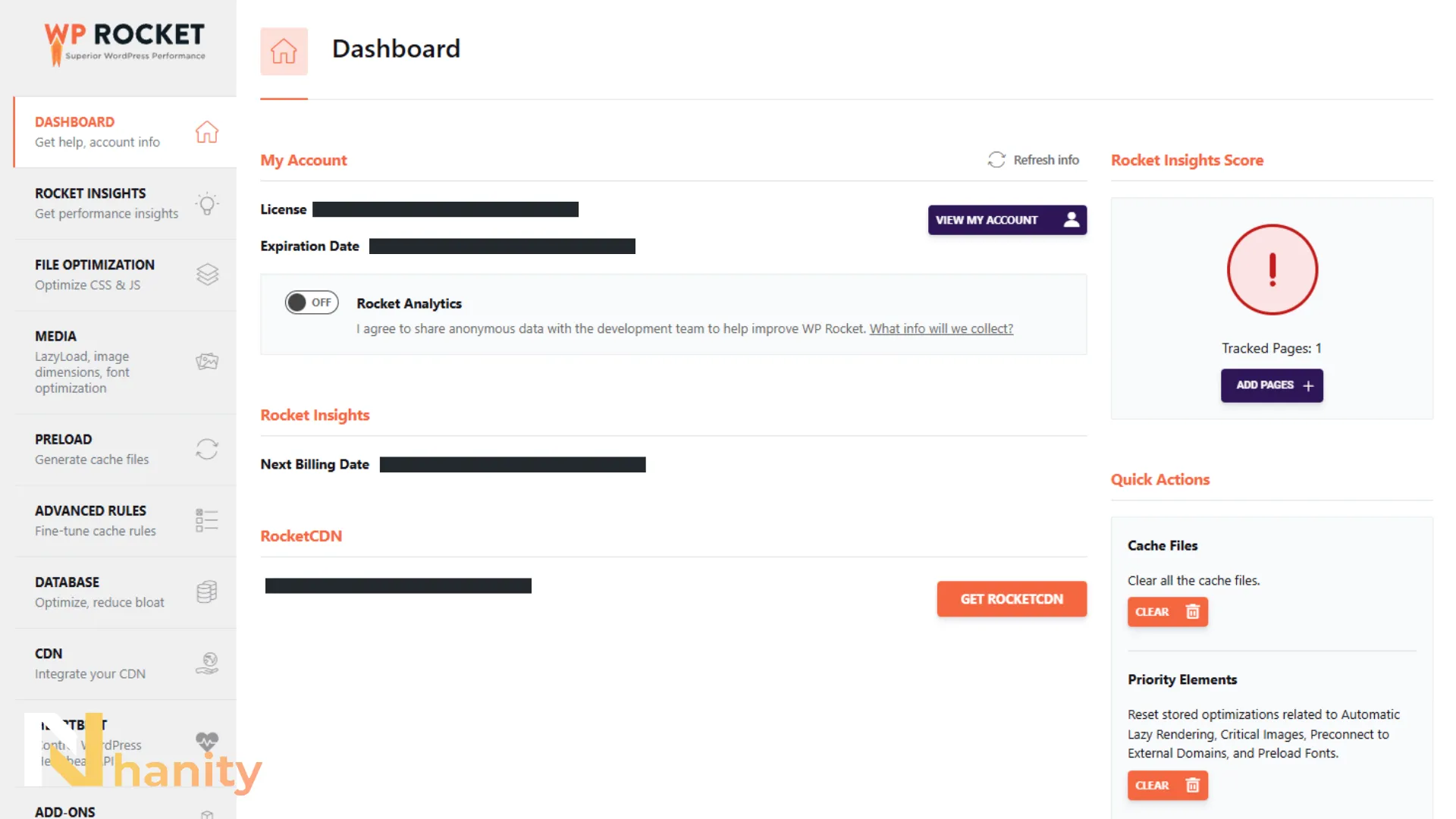 dashboard-wp-rocket Dashboard WP Rocket