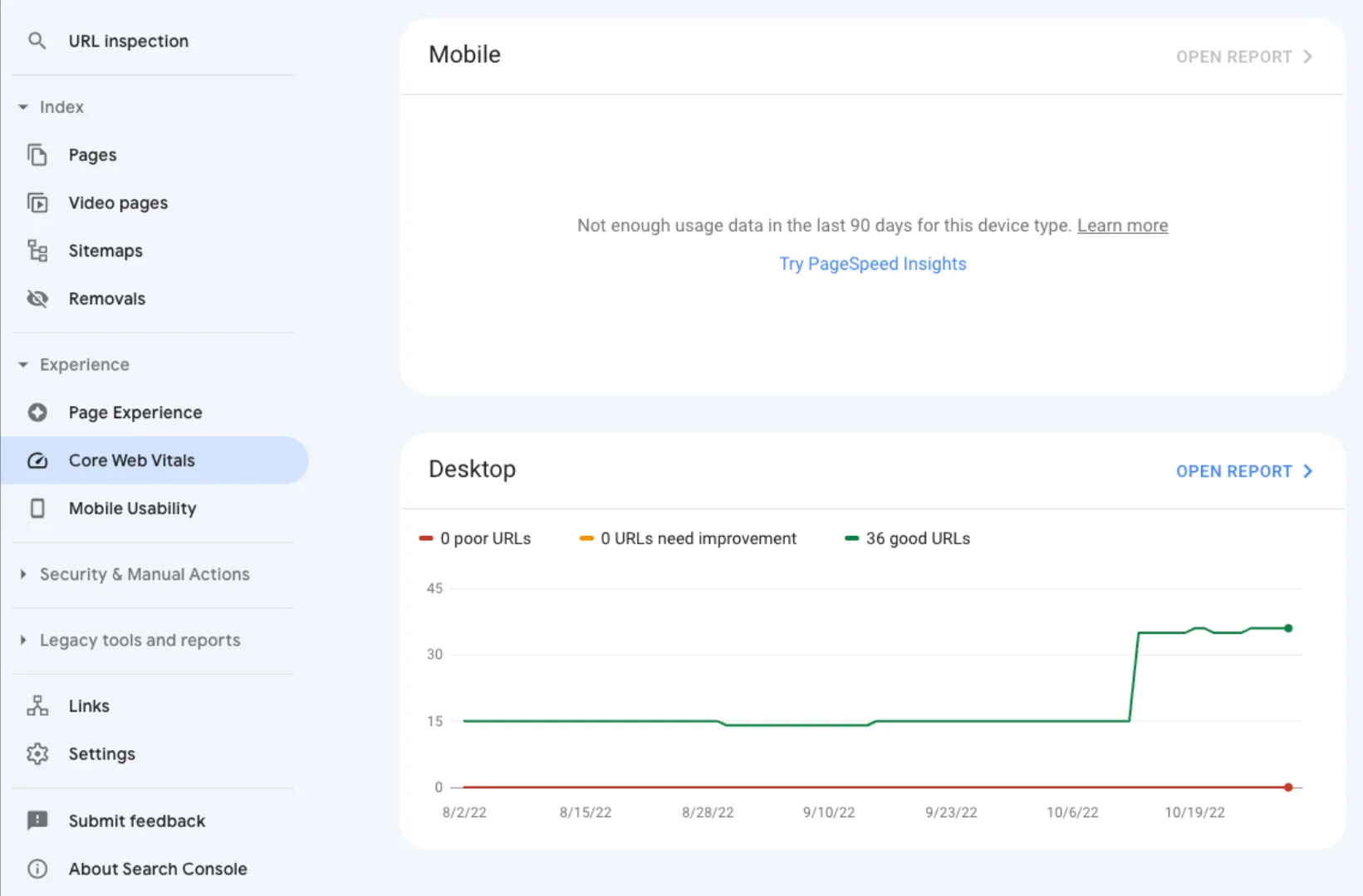google-search-console-core-web-vitals-report-wordpress Báo cáo Core Web Vitals trong Google Search Console cho website WordPress