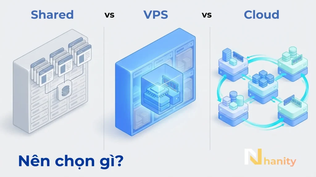 VPS vs Shared hosting vs Cloud hosting